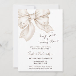Tiny Toes Pretty Bows Neutrale Baby Shower Kaart