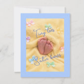 Tiny Toes Satijn Strik Baby Shower Uitnodiging (Voorkant)