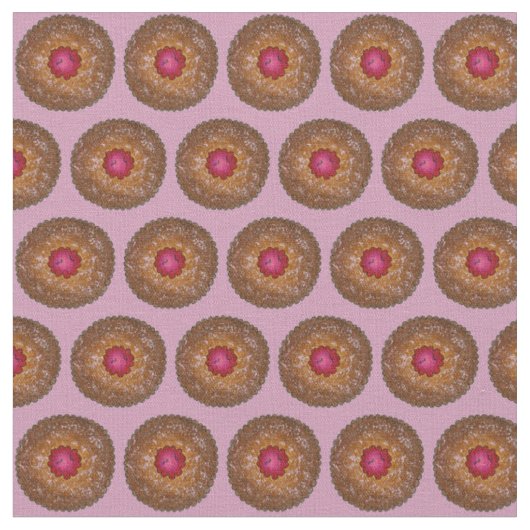 Tiny Tortes Raspberry Linzer Torte Cookies Fabric Stof (Close Up)