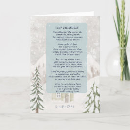 Tiny Treasures wintery snowflake scene met cabine Bedankkaart