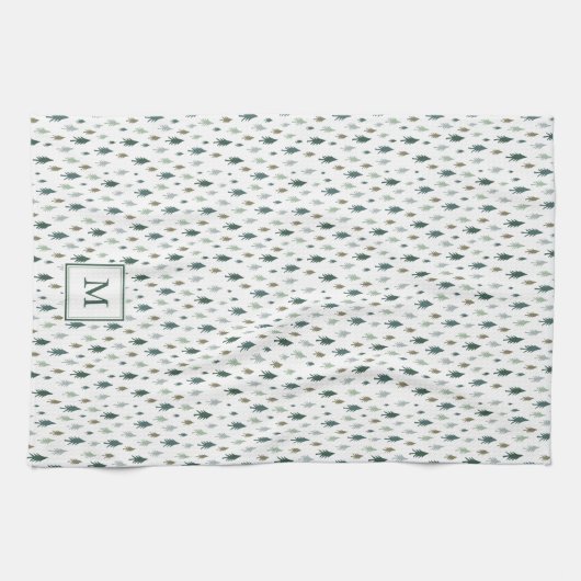 Tiny Trees Monogrammed Kerstmis Theedoek (Horizontaal)