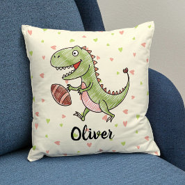 Tiny Trex spelen Football gepersonaliseerd Kussen