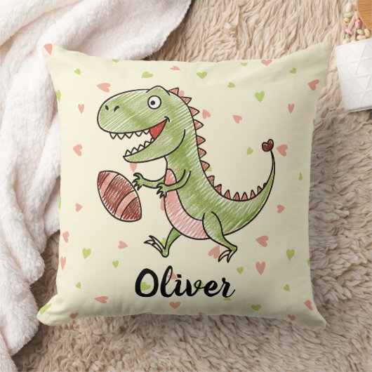 Tiny Trex spelen Football gepersonaliseerd Kussen (Deken)
