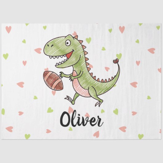 Tiny Trex spelen Football gepersonaliseerd Tissuepapier (Voorkant)