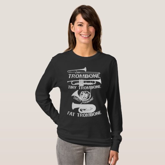 Tiny Trombone Fat Trombone   Trombone Player T-shirt (Voorkant volledig)
