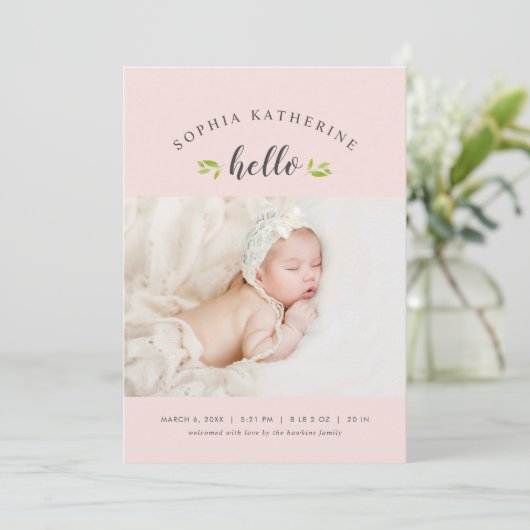 Tiny Twigs Photo Birth Announance Aankondiging (Staand voorkant)