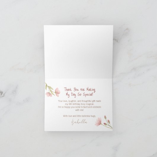 Tiny Twirls – Ballerina  Bedankkaart (Binnen)