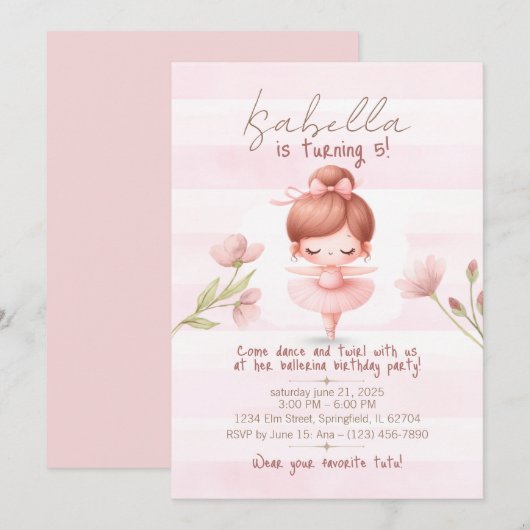 Tiny Twirls – Ballerina Kaart (Voorkant / Achterkant)