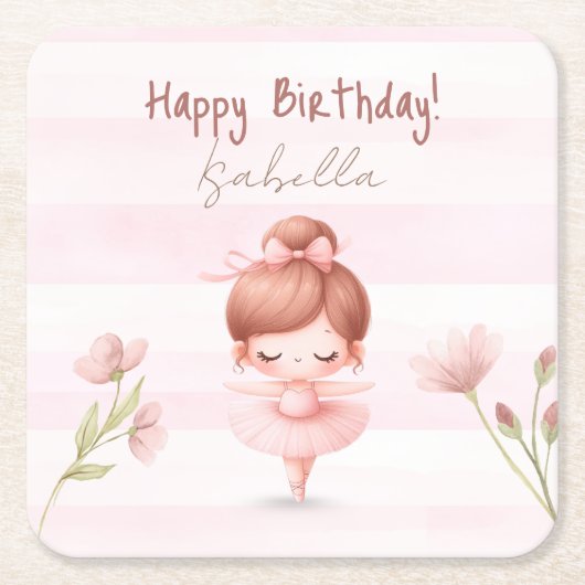 Tiny Twirls – Ballerina  Kartonnen Onderzetters (Voorkant)