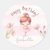 Tiny Twirls – Ballerina  Ronde Sticker (Voorkant)