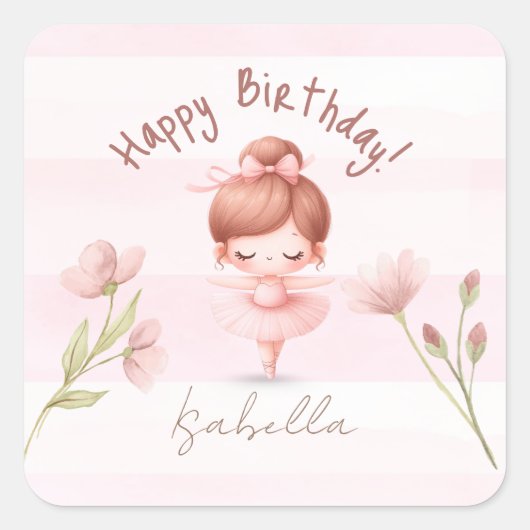 Tiny Twirls – Ballerina  Vierkante Sticker (Voorkant)