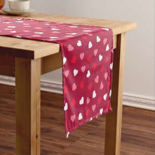 Tiny Valentijn Hearts in Rood Wit Roze Korte Tafelloper