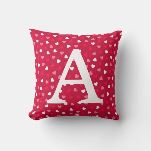 Tiny Valentijn Hearts in Rood Wit Roze Kussen (Voorkant)