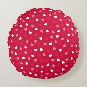 Tiny Valentijn Hearts in Rood Wit Roze Rond Kussen