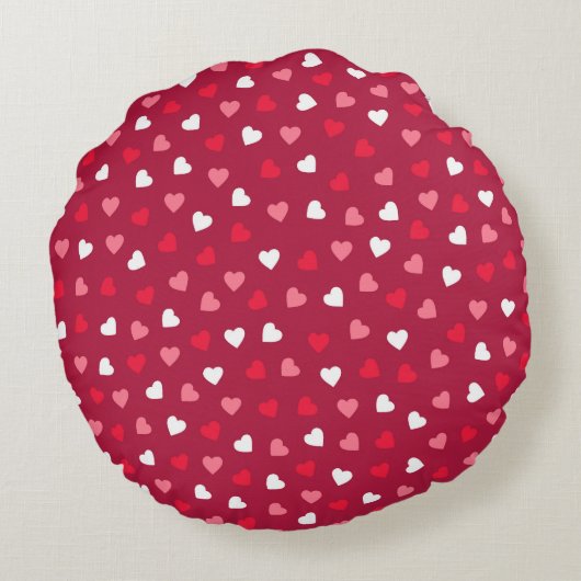 Tiny Valentijn Hearts in Rood Wit Roze Rond Kussen (Achterkant)