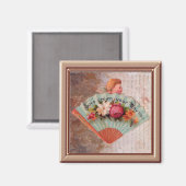 Tiny Victoriaans Dames Fan Print Magnet (Voorkant / Achterkant)