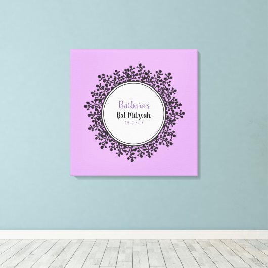 TINY VINES Bat Mitzvah Aanmeldbord Canvas Afdruk (Insitu (Houten vloer))