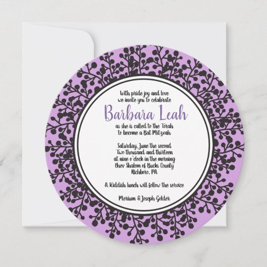 TINY VINES Circular Bat Mitzvah Invitation Kaart (Voorkant)
