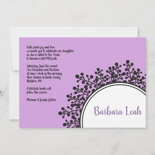TINY VINES Circular Bat Mitzvah Invitation Kaart (Voorkant)