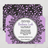 TINY VINES Circular Bat Mitzvah Invitation Kaart (Voorkant / Achterkant)