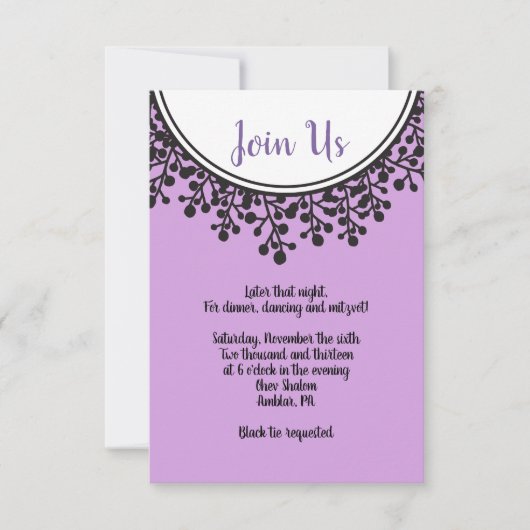 TINY VINES Circular Bat Mitzvah Reception Kaart (Voorkant)