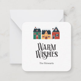 Tiny Warm Wishes Kaart, Holiday Christmas Village Notitiekaartje