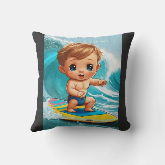 Tiny Wave Rider - Baby Surfer Vibes Kussen (Achterkant)