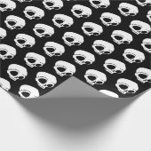 Tiny White Cartoon Skulls Pattern op Solid black Cadeaupapier (Hoek)