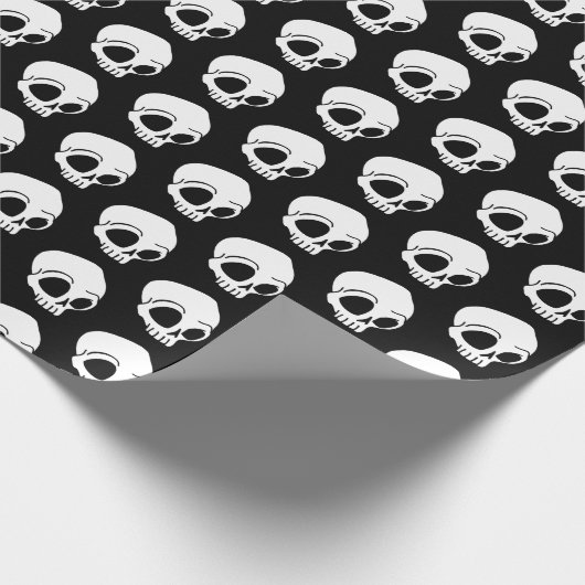 Tiny White Cartoon Skulls Pattern op Solid black Cadeaupapier (Hoek)