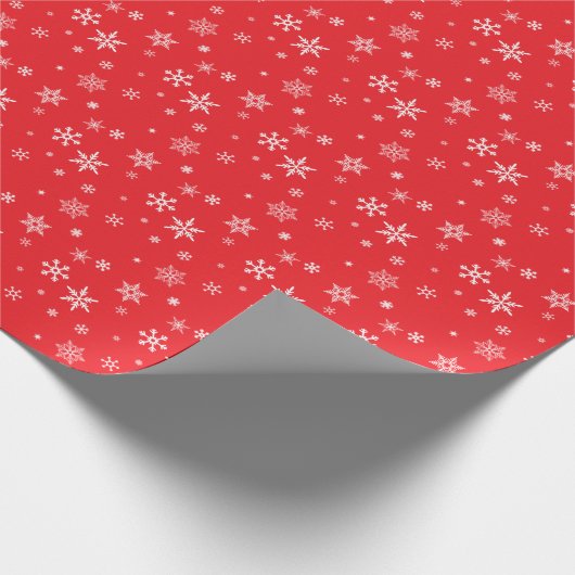 Tiny White Sneeuws op Red Modern Christmas Cadeaupapier (Hoek)