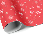 Tiny White Sneeuws op Red Modern Christmas Cadeaupapier (Rol Hoek)