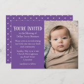 Tiny White Spots op Paarse Foto Baby Blessing Kaart (Voorkant / Achterkant)