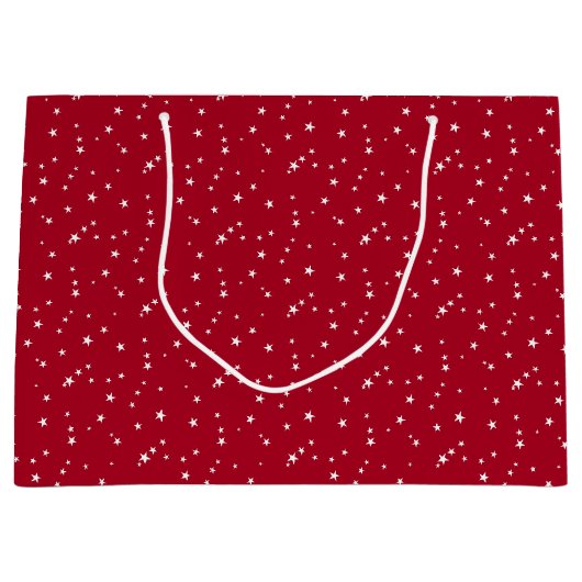 Tiny White Stars on Red Christmas Groot Cadeauzakje (Voorkant)