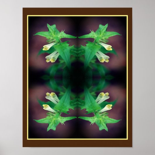 Tiny White Wildflower Close Up Mirror Abstract Poster (Voorkant)