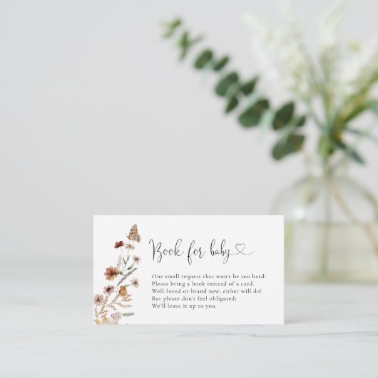 Tiny Wildflower Baby shower boeken voor Baby Informatiekaartje (Staand voorkant)