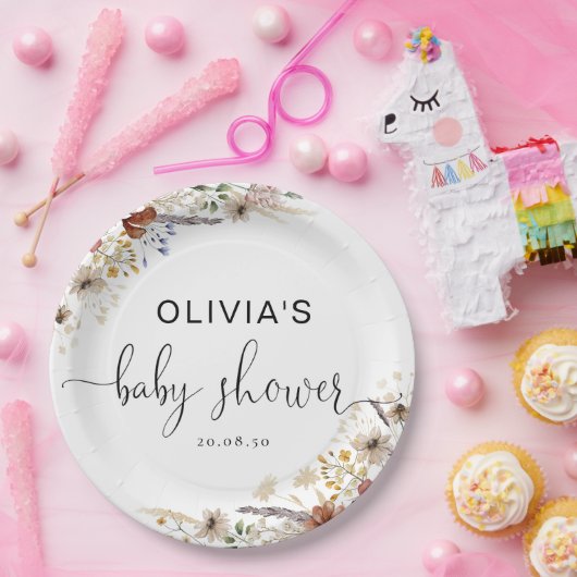 Tiny Wildflower Baby shower Papier Bord (Feest)