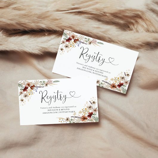 Tiny Wildflower Baby shower Registry Informatiekaartje