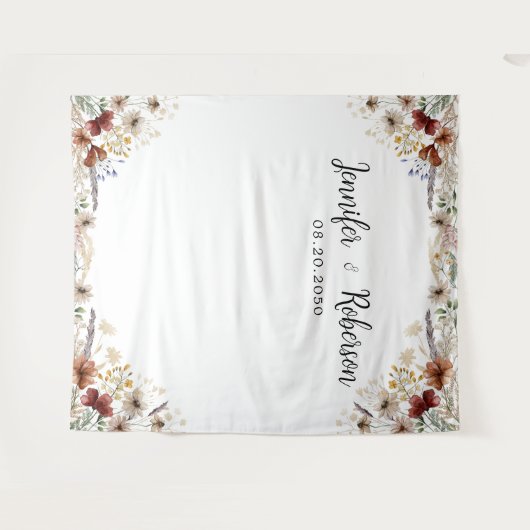 Tiny Wildflower bruiloft achtergronden Wandkleed (Voorkant (horizontaal))
