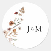 Tiny Wildflower bruiloft Classic Ronde Sticker (Voorkant)