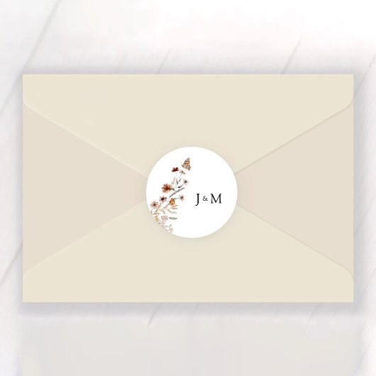 Tiny Wildflower bruiloft Classic Ronde Sticker