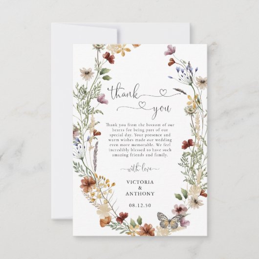 Tiny Wildflower bruiloft dank u kaarten (Voorkant)
