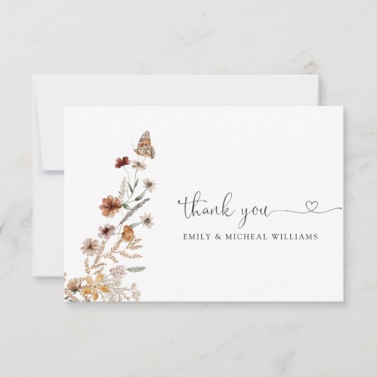 Tiny Wildflower bruiloft flat dank u kaart (Voorkant)