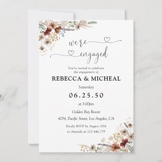 Tiny Wildflower Engagement Party Uitnodiging (Voorkant)