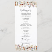Tiny Wildflower huwelijksprogramma Programmakaart (Achterkant)