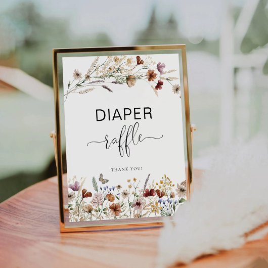 Tiny Wildflower Luier Raffle Teken Reclamebord Met Voetstuk