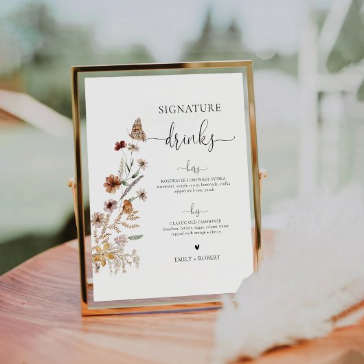 Tiny Wildflower Signature Drinken Sign Reclamebord Met Voetstuk