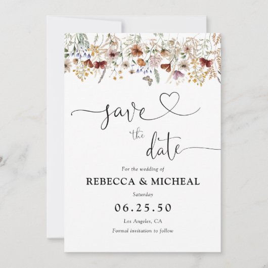 Tiny Wildflower Sla de datum Kaart op (Voorkant)