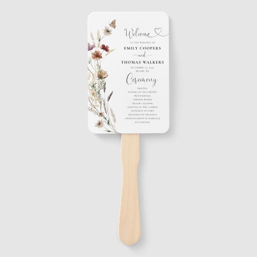 Tiny Wildflower Trouwprogramma Hand Fan Handwaaier (Voorkant)