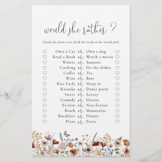 Tiny Wildflower Vrijgezellenfeest spel (Voorkant)