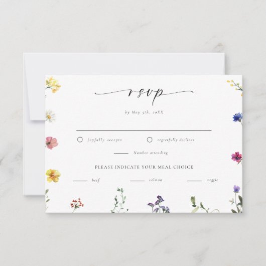 Tiny Wildflowers Bruiloft RSVP Kaartje (Voorkant)